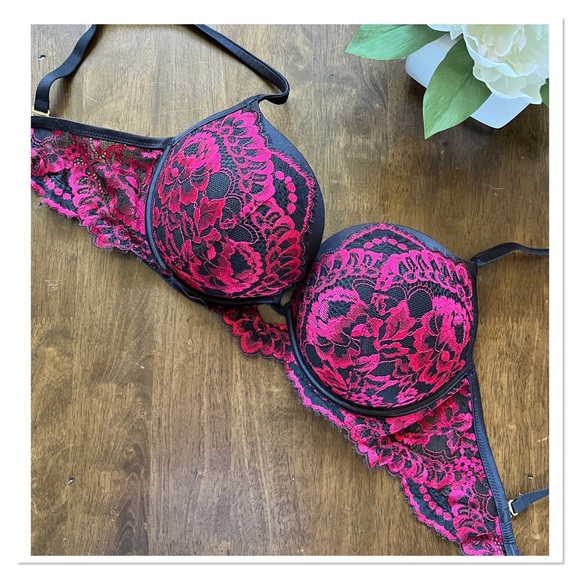 LA SENZA 'Beyond Sexy' Black/Red Lace Push Up Convertible Bra - Picture 4 of 7